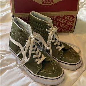 High top military green vans.  Old skool 6.5
